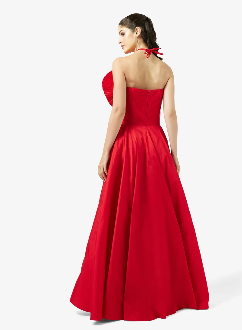 Namshi x Halter Neck Gown With 3D Floral